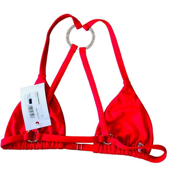 New TeenyB 3 Rings Triangle Bikini Red Thrills Top Rhinestones Women's Size L - Picture 4 of 8